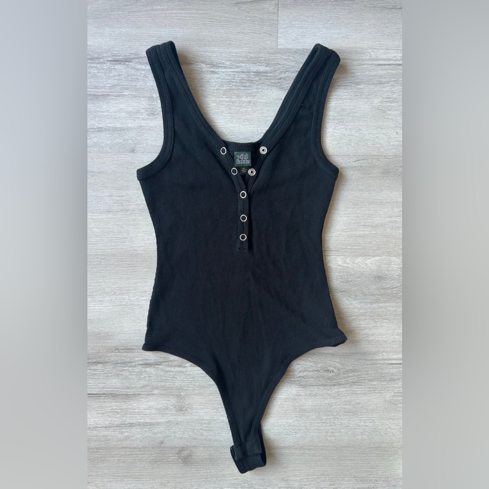 Wild Fable Ribbed Tank Button Bodysuit